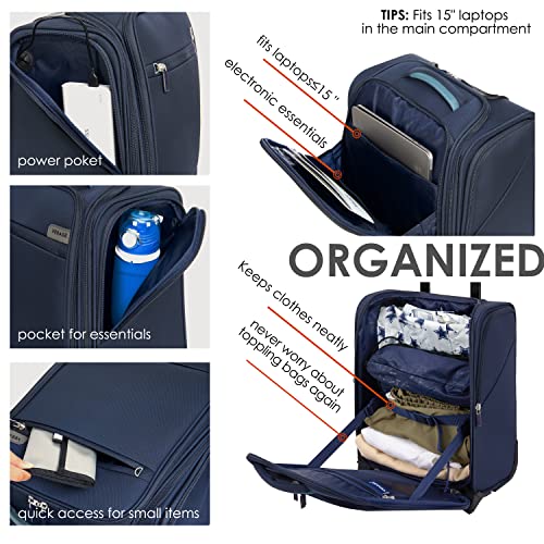 Image of Verage 2 Wheels Underseat Luggage, Navy, Rolling