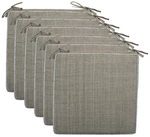 Brandsseller Lot de 6 Coussins de Chaise 40x40x4 cm - Galette de Chaise hydrofuge et anti-salissure avec Liens en aspect Lin – pour l’intérieur et...
