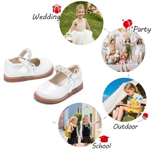 Image of PHIRAMIN Toddler Girl Mary Jane Student Oxford Shoes-Little Girl School Uniform Shoes for Wedding Party