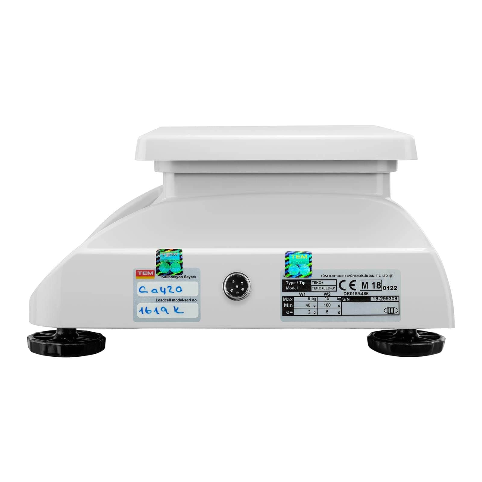 TEM Tischwaage Marktwaage Kontrollwaage digitale Waage TEKO+LED15T-PLS-B1 (kalibriert, geeicht, 6 kg/15 kg, 2g/5 g, LED-Display, Akku bis 40 h Betrieb, versch. Funktionen)