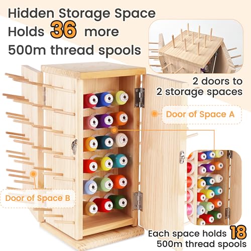 Image of New brothread 129 Spools 360 Fully Rotating Wooden Thread Rack