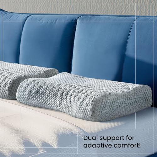 Image of Duroflex Dual Support Orthopedic Memory Foam Pillow, Dual-Sided, Cooling Ice Dough Core | Arctic Ice Fabric | Orthopedic Neck & Spine Pain Relief | (23 x 14 Inch, White) | 1 Year Warranty