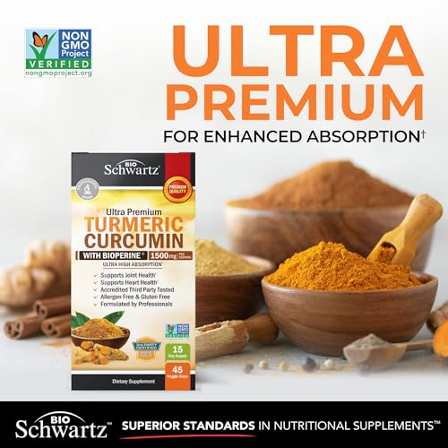 image for BioSchwartz Turmeric Curcumin with Black Pepper Extract 1500mg - High 