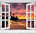 wandmotiv24 Adesivo da Parete 3D Spiaggia Tramonto Mare, Design 03, 120x94cm (BxH), Decorazione, murale, Finestra, Apertura, varco M0235