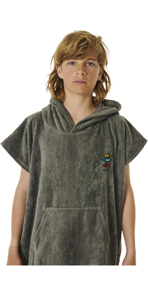 Rip Curl Junior Logo Hooded Towel Changing Robe/Poncho 009BTO - Grey Size - S