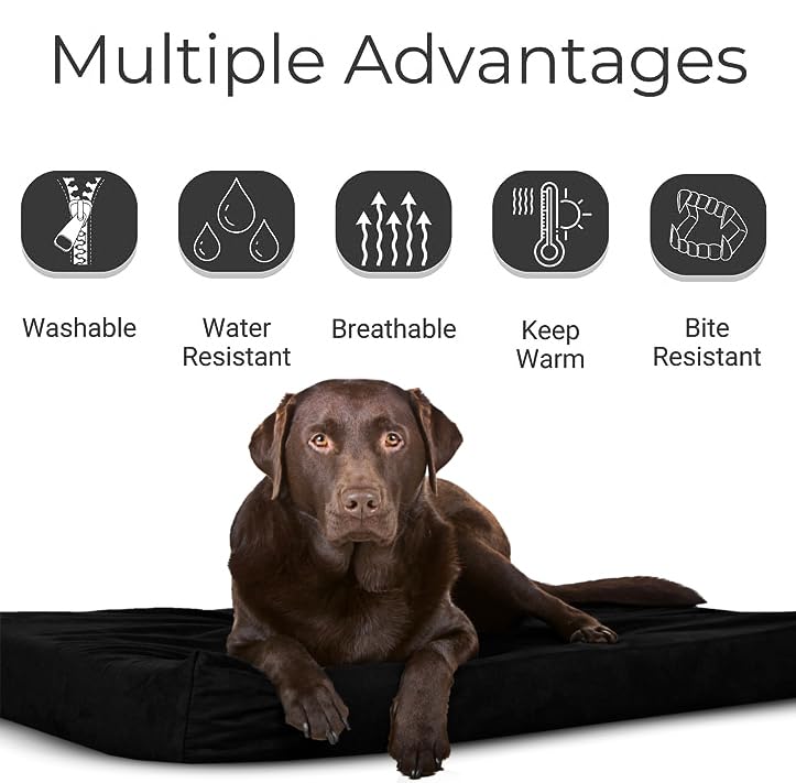 Crescent Textile Memory Foam Dog Bed Cushion Orthopaedic Soft Flat Pet Bed Cushion Mat Waterproof with Washable & Removable Zipped Cover Gifts for Dog (Medium (90 x 60 x 5cm), Black) - Image 5