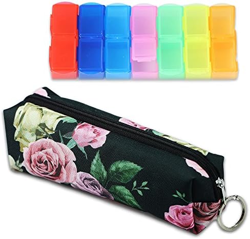 LIZIMANDU Weekly Pill Organizer, Twice-a-Day, AM/PM Push Button Pill Planner (XL) Includes Pill Box Storage Bag(Rose)