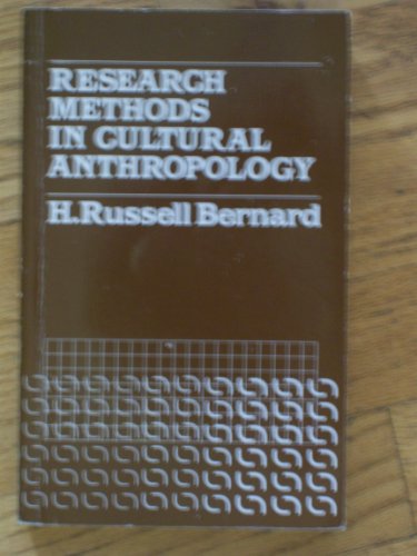 Research Methods in Cultural Anthropology 0803929773 Book Cover