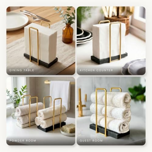 Image of MASON HOME Imperial Napkin Holder Black & Gold - 1pc - L 25.4 inch x B 17.8 inch x H 7.6 inch | Bathroom - Kitchen - Bedroom - Washbasin | Towel - Kitchen Roll - Paper Towel | Home Decor | Organizer | Stand