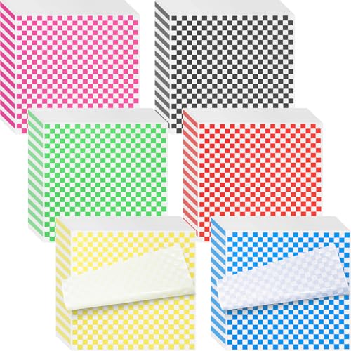 600 Pieces Wax Paper Sheets for Food 12x12 Sandwich Wrapping Paper Checkered Food Basket Liners Deli Paper Sheets for Party Festival and Outdoors 6 Colors
