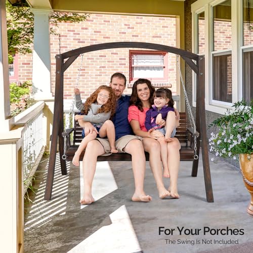 Image of VINGLI 6.7FT Wooden Porch Swing Frame, 1000-lb A-Frame Stand, Rustic