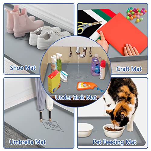 Eapele Under Sink Mat Kitchen Cabinet Tray,34"X22",Flexible Waterproof Silicone Made, Hold Up To 3.3 Gallons Liquid (Gray) #TOP5