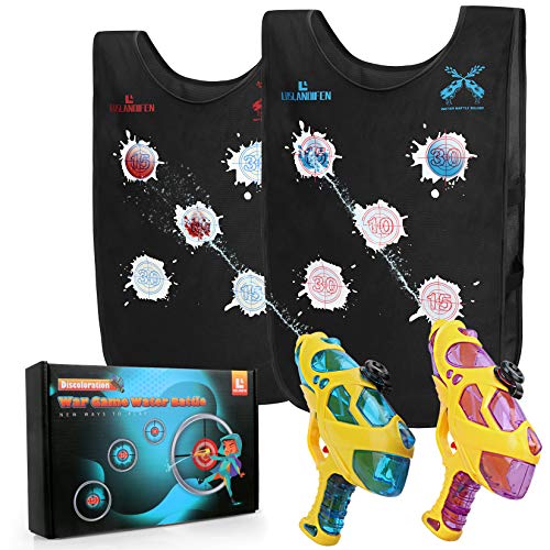 Water Guns & Water Activated Vests, Water Battle Guns Toy for Kids in The Backyard, Great Outdoor Water Fun for Kids Adults Pools Party Games, 2 Squirt Guns & 2 Vests, Ages 8 Years +