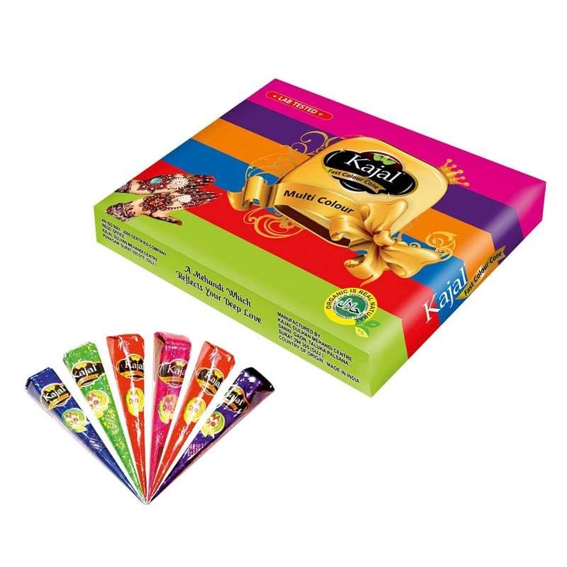Kajal Fast Colour Cone Multicolor Mehandi, Lab Tested, Pack Of 36-image-16