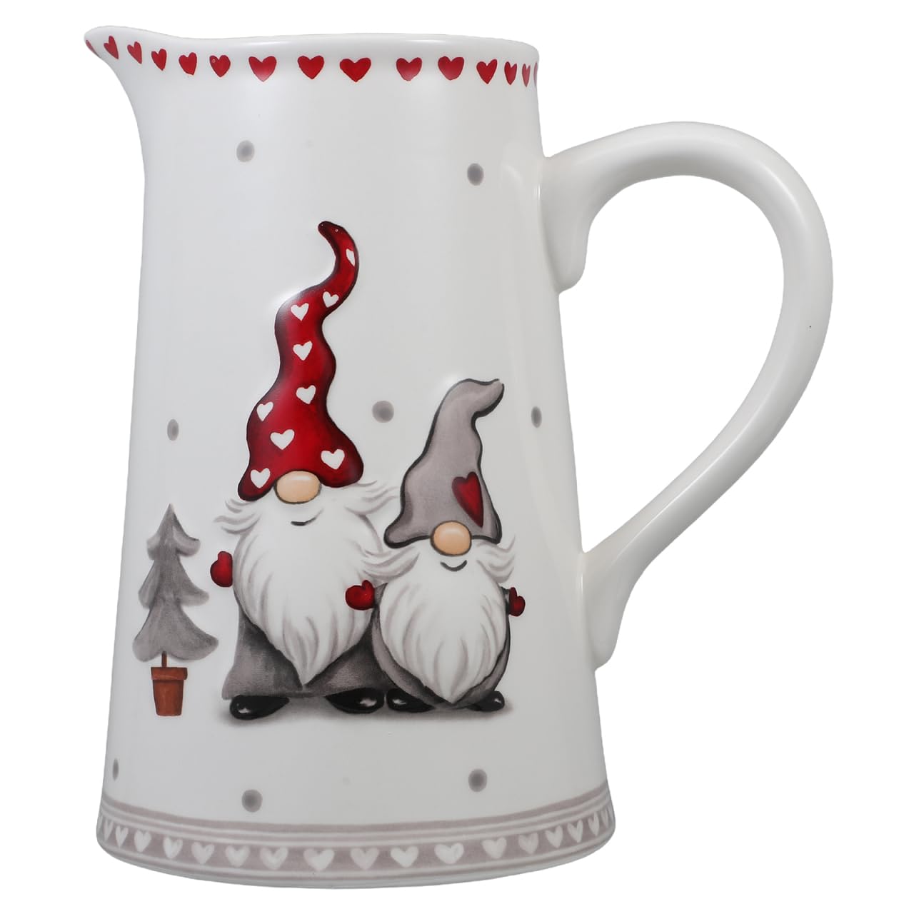 Cabilock Pichet Eau NoëL En Porcelaine Nordique 18.5X17Cm Pichet D'Eau De NoëL Sans Couvercle Capacité Cruche D'Eau Froide Avec Anse Pour FêTes Et Usage Quotidien