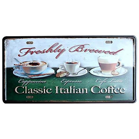 Wimagic 1x Metal Tin Wall Sign Plaque Classic Italian Coffee Vintage Style Personalised Poster Background Wall Art Iron Painting Crafts Decorative Accessories Plaques for Cafe Bar Home Decoration Cover