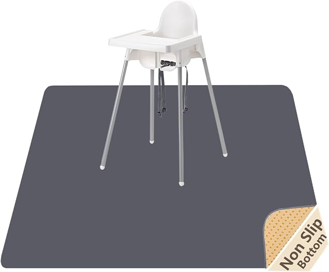 Splat Mat for Under High Chair/Arts/Crafts, WOMUMON Washable Spill Mat Waterproof Anti-Slip Floor Protector Splash Mat, Messy Mat and Table Cloth