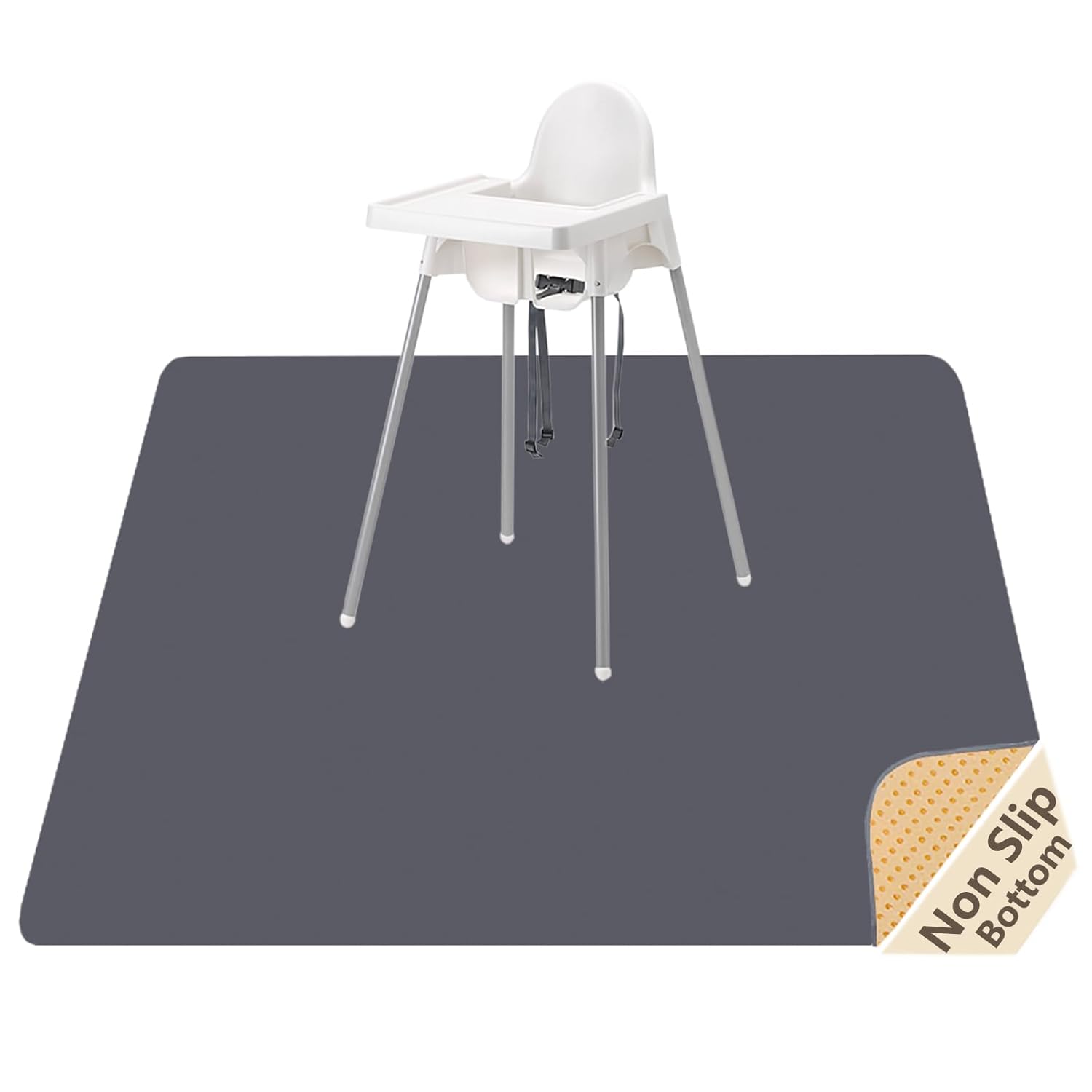 Baby Splat Mat for Under High Chair, 60 x 60 Inch Splash Mat, Waterproof and Washable Spill Mat, Anti-Slip Floor Protector