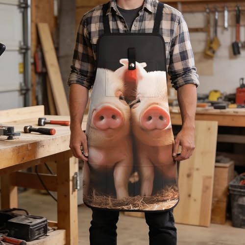 Delantal de trabajo con diseño de cerditos y múltiples bolsillos miniatura 5