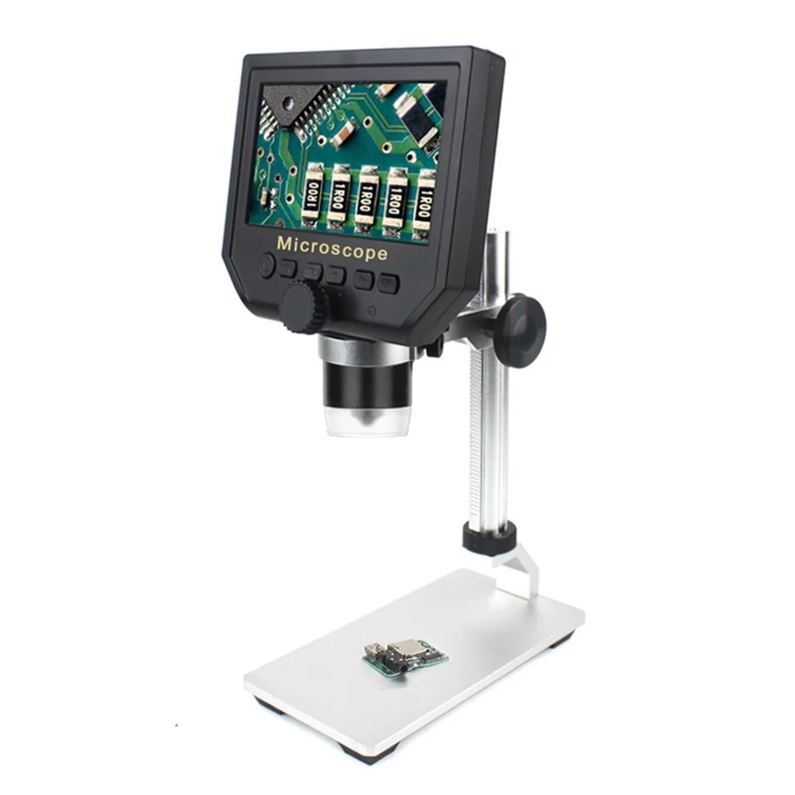 Mikroskop cyfrowy 600X elektroniczny mikroskop wideo 4,3 cala HD LCD mikroskop lutowniczy naprawa telefonu lupa + metalowy stojak