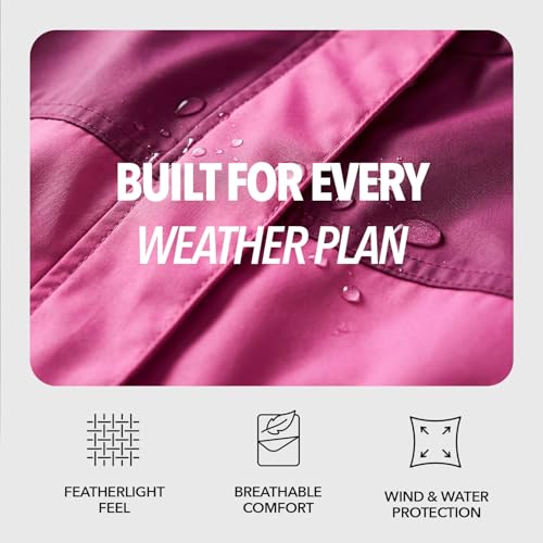 Image of Boldfit Rain Coat Set for Women Waterproof Rainwear for Women Top & Bottom Combo Easy Adjustable Rain Coat Waterproof Outdoor Rainwear for Girls- Purple, M-L