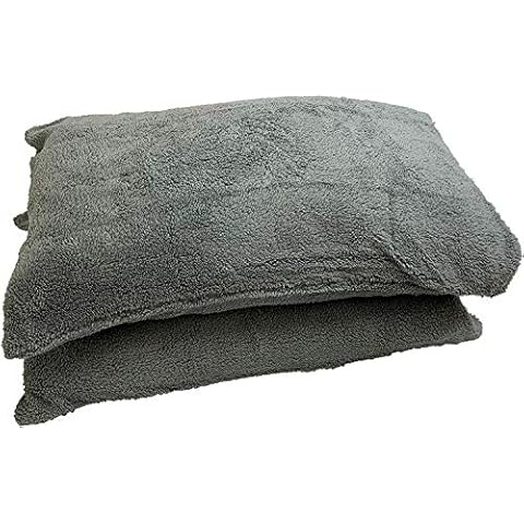 Sherpa Teddy Bear Warm and Cosy Pair of Pillowcase Only, Super Premium Quality Teddy Fleece Cuddly Fluffy Pair of Pillowcase 50X75cm (silver) Cover