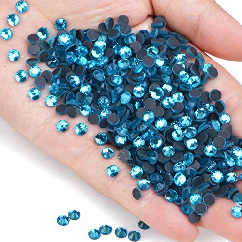 Image of 1000 Pieces Hot Fix Glass Flatback Rhinestones HotFix Round Crystal Gems (Aquamarine, SS20)