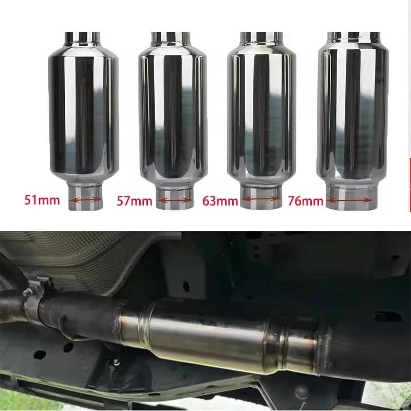 tłumik końcowy Tłumik wydechowy samochodu 51MM 57MM 63MM 76MM rezonatora ze stali nierdzewnej(51MM)