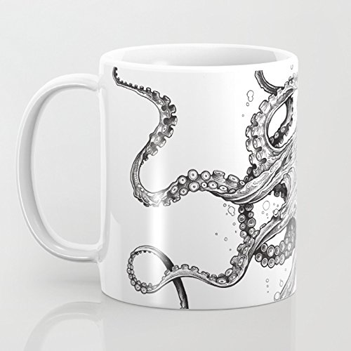 Retro Octopus Coffee Mugs Unique Husband Gifts Christmas Presents for Him Mug Gift for Brother Birthday Gifts Inspirational Mug for Mom Dad Awesome Coffee Mug Both Sides 11 OZ