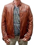 Blue Monkey, Herren-Lederjacke, Farbe Cognac (L)