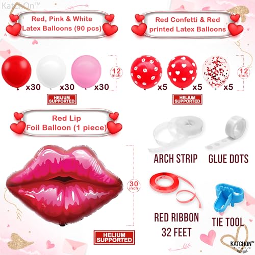 Image of Katchon, Huge Pride Balloon Arch Kit - 30 Inch, Pack Of 112 Including, Lip, I Love You, Xoxo Balloons For Pride Month Decorations