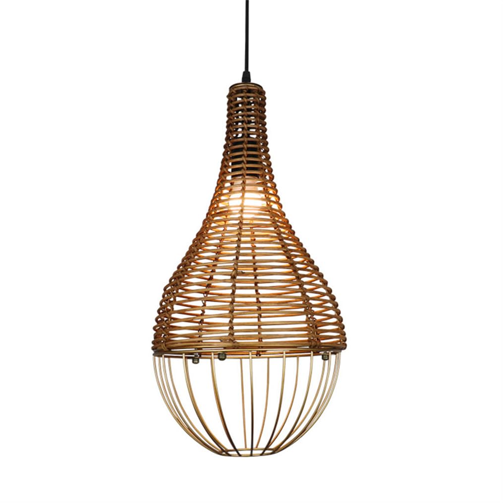 LYMSXAZOU 20.4" Rattan Chandelier Light Fixture Farmhouse Rustic Ceiling Hanging Lamp Natural Wicker Finish E26 Handwoven Pendant For Kitchen Island, Boho Lighting Fixtures