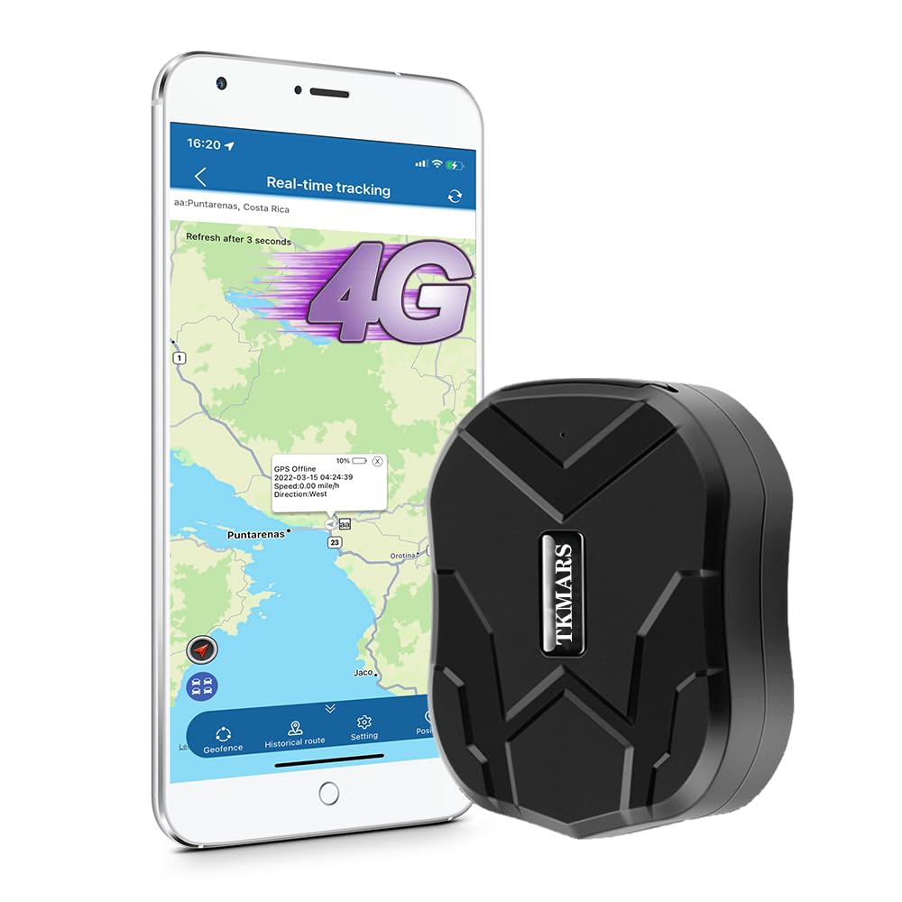 TKMARS 4G Localizzatore GPS per Auto, 10000mAh Tracker Magnetico Senza Abbonamento, Dispositivo Antifurto con Posizione in Tempo Reale, App Gratuita per Auto Moto Camion TK905B