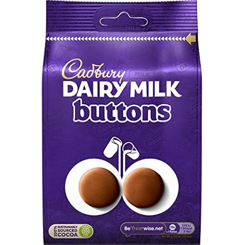 Cadbury Dairy Milk Giant Chocolate Buttons OFFICIAL, Bite Size Chocolate Treats, 1 Bag of 119 g Cover