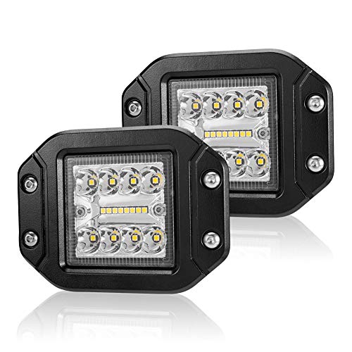 Flush Mount Led Pods Liteway - 5 Inch Spot Flood Combo Beam LED Light Bar - 4800LM Work Driving Lights Off Road for Jeep Trucks Tractor SUV 4x4 ATV UTV - 2 Pack, 1 Year Warranty