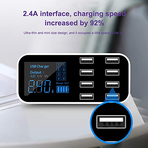 Docooler Car Charger, A9S Mini Fast Car Charger 8 Port Multi USB LCD Display 12V Phone Charger USB Hub for Phone Tablets DVR - Image 7