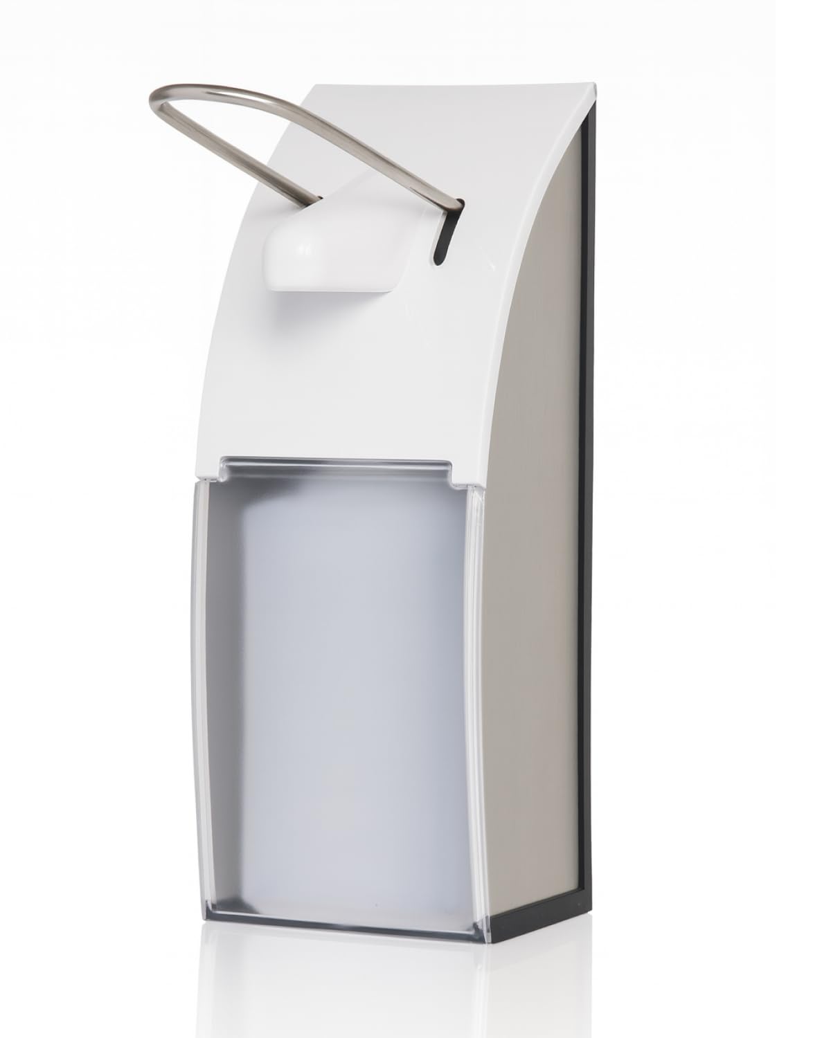 Dosatore dispenser, Distributore leva a braccio, Euro di dispenser, in acciaio inox spazzolato, Fix, 500 ML, Klein bianco-trasparente