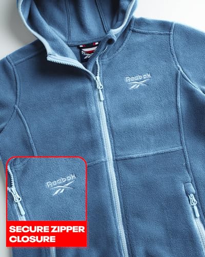 Reebok Girls' Fleece Jacket - Lightweight Polar Fleece Hoodie Sweatshirt Zip Up Jacket for Girls (Sizes: 4-16)2