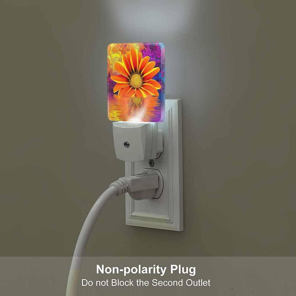 Abstract Sunflower LED Night Lights Plug into Wall Summer Yellow Sunflower 0.5W Plug in Night Light, Dusk to Dawn, Bright Nightlight Auto On/Off, for Room Bedroom Bathroom