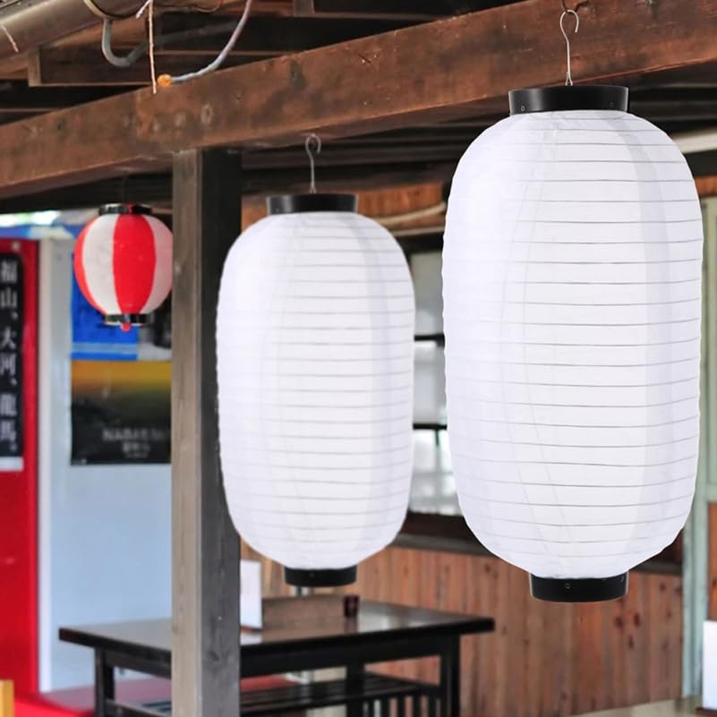 Holibanna Japanese Lanterns 17.72 Inch Foldable Waterproof Silk Lanterns for Outdoor Wedding Party Decoration Traditional Asian Hanging Lights Set of 4 - Image 2