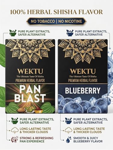 Image of WEKTU Premium Herbal Hookah Flavour, Pan Blast and Blueberry, No Tobacco, No Nicotine, Pure Plant Extracts