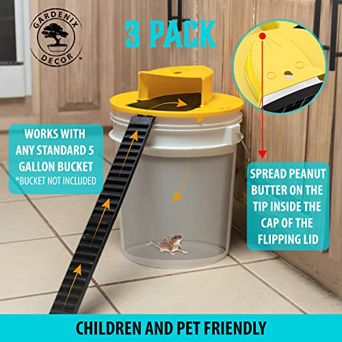 Gardenix Decor Mouse Trap Bucket- 5 Gallon Bucket Lid Mouse Rat Trap 3 Pack thumb #2