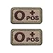 EJG 2-Piece Tactical Blood Type Velcro Patch, Various Styles in Embroidery & PVC, O+ O- Positive Negative, 2