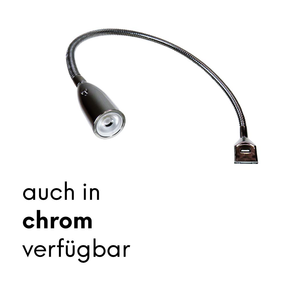 kalb Material für Möbel Flexible LED-Bettleuchte/LED-Leseleuchte mit integrierter USB Ladefunktion alu eloxiert/silbergrau (1er oder 2er Set alu eloxiert), Auswahl:2er Set silbergrau