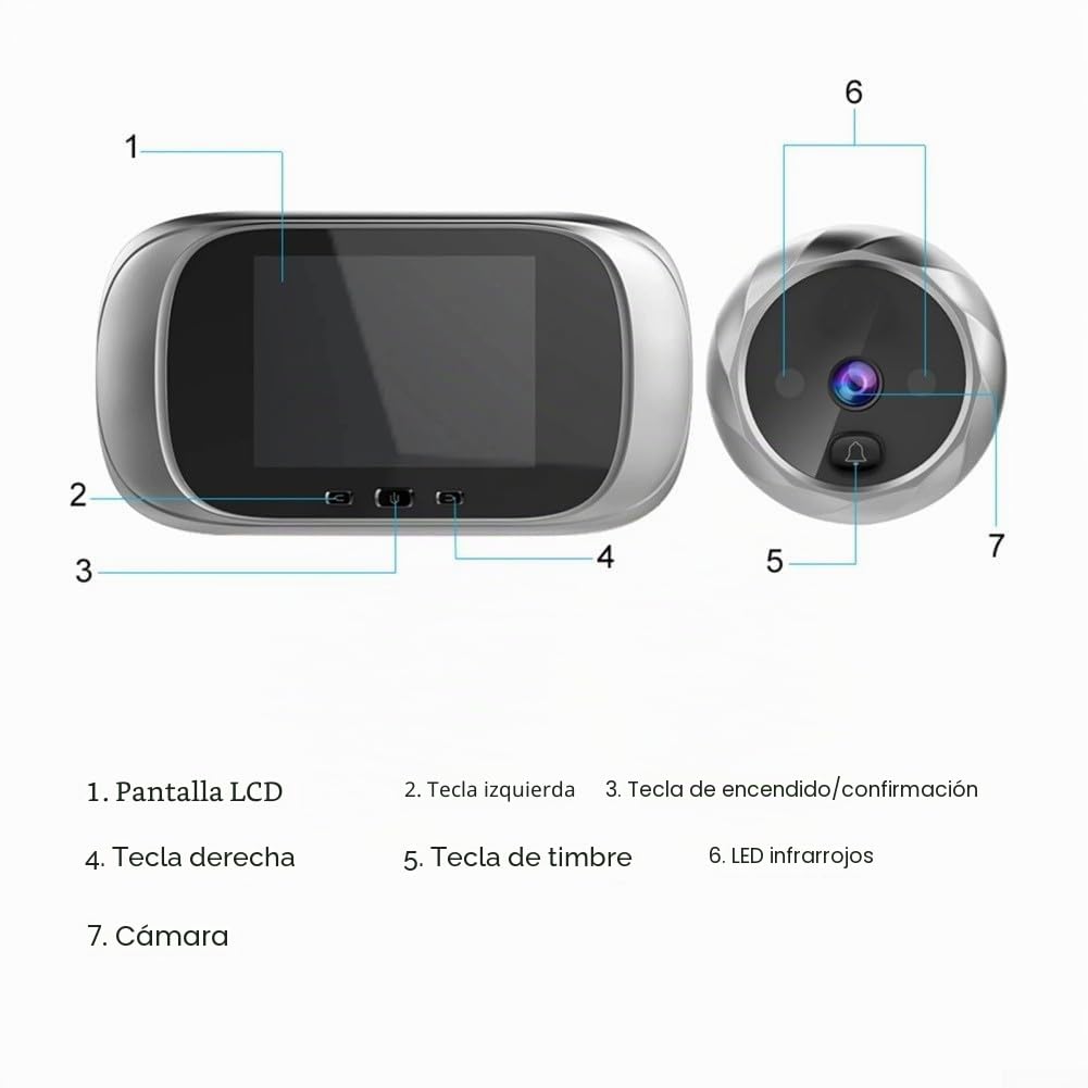 Cámara digital inteligente para puerta de mirilla, con pantalla de 2.8 pulgadas, grabación automática de fotos, lente gran angular, visor de puerta operado con pilas para vigilancia de seguridad en el