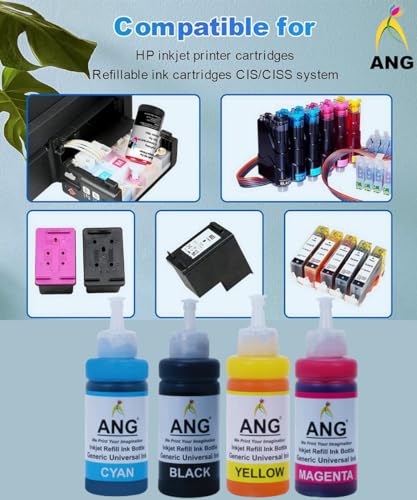 Image of ANG Ink Universal for DeskJet,2050,3050,370,380,2120,2179,2180,2235,2275,2276,2280,4185,4355,5610,3606,3608,5508, (Full Set)
