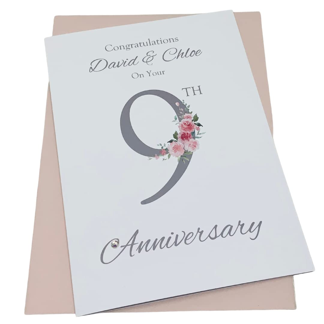 9th Wedding Anniversary Card Personalised Pottery 9 Years - FN 9 — image 1