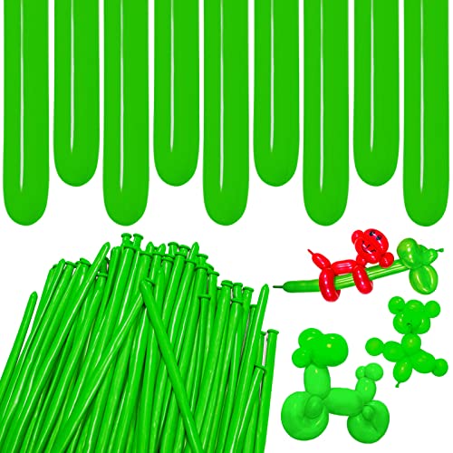 Image of Green 260 Long Thickening Balloons for Tying Balloon Arch, Twisting Latex Animals Magic Modeling Skinny Birthday Balloons for Kid's Party Wedding Decoartion 100pcs