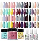 30 Colors Dip Powder Nail Kit (Fair Lady), Modelones Dip Nail Kit Starter Dipping Nails with Dip ...