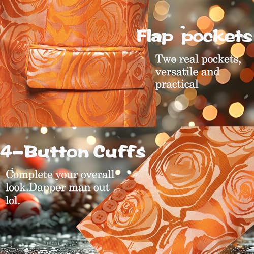 Barry.Wang Flowers Blazer for Men Embroidery Suit Jacket Floral Notched Lapel Casual Coat Bash Party Gala Night Out HOCO3